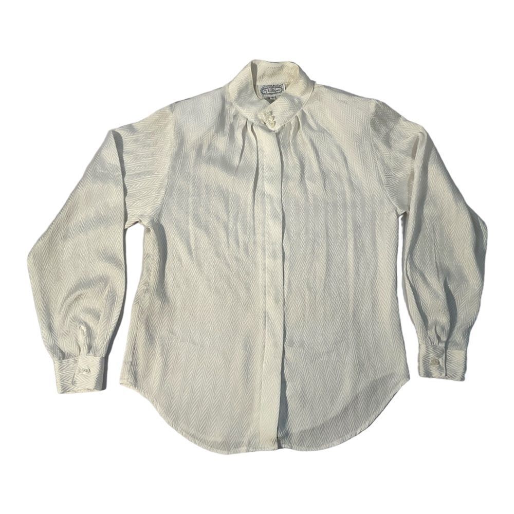 The Villager Women’s Vintage Size 6 Long Sleeve white Clip Dot Blouse Top - Picture 7 of 13